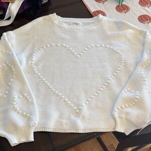 Jessica Simpson Cream Heart Knit Sweater